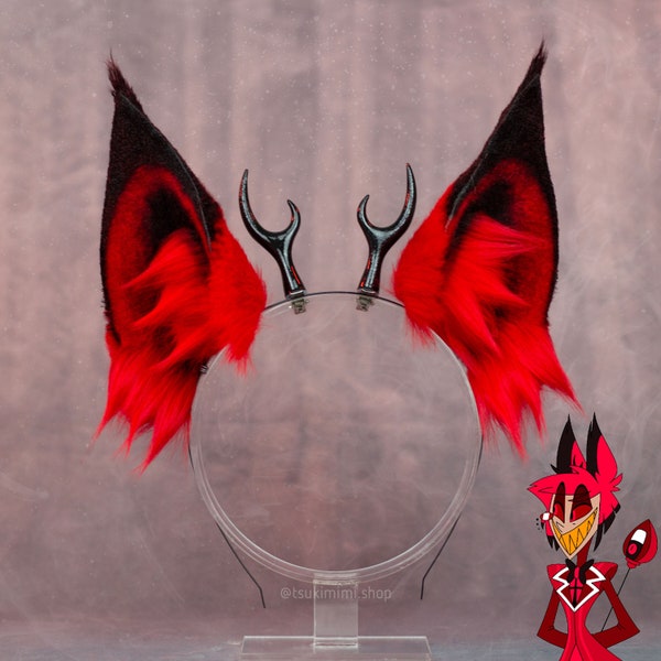 Alastor oreilles + cornes | Oreilles d'hôtel Hazbin | Oreilles de cosplay | Cosplay d'Alastor