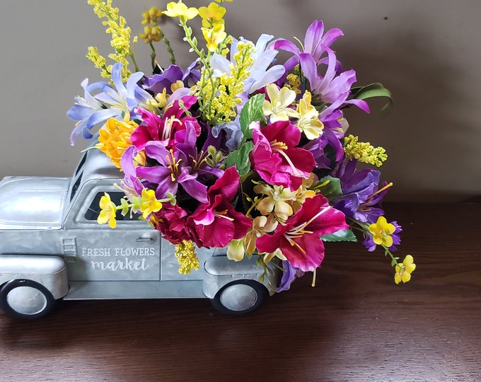 Spring Floral Pick up Truck Arrangement Etsy