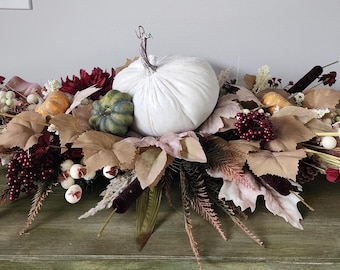 Ivory Pumpkin Fall Centerpiece