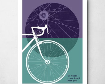 Cycling Print - Hub and Spokes Bike Landscape - Road Cycling Art Poster
