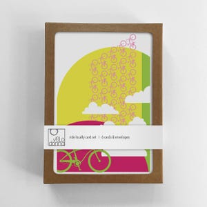 Set mit 6 Grußkarten zum Radfahren - Einzigartiges Geschenk für Fahrradliebhaber - Umweltfreundlich - 100% recycelte Karte und Umschlag - Fahren Sie vor Ort