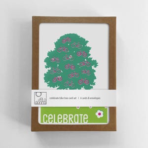 Coffret de 6 cartes de vœux sur le cyclisme - Cadeau unique pour les amateurs de vélo - Respectueux de l'environnement - Carte et enveloppe 100 % recyclées - Célébrez l'arbre à vélo