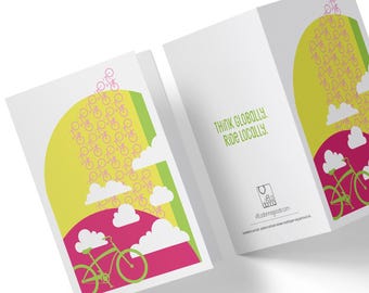 Wenskaart Ride Locally Cycling - cadeau voor fietsliefhebbers - milieuvriendelijk - 100% gerecyclede kaart en envelop