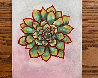 Original succulent watercolor painting