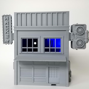 28mm sci fi hackers nest building, cyberpunk, sci fi, terrain