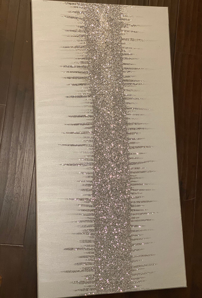 Silver Glitter Abstract Modern Art Wall Hanging Etsy