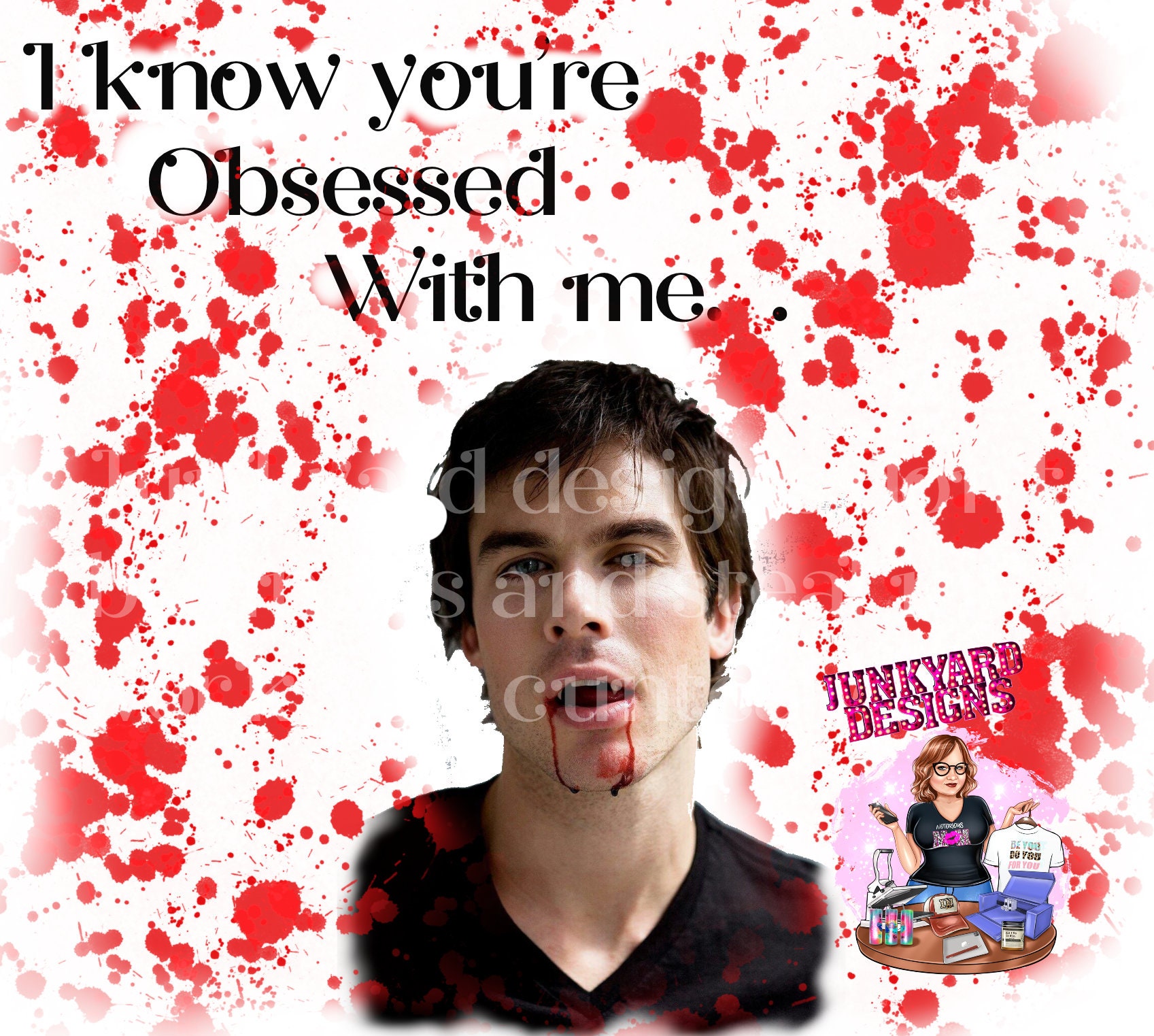 Vampire Damon Salvatore sublimation Diaries png jpg Etsy