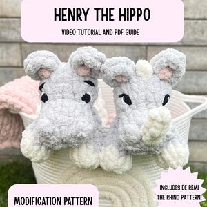 Henry the Hippo MODIFICATION Finger Knit Snuggler Tutorial- PDF pattern, chunky knit
