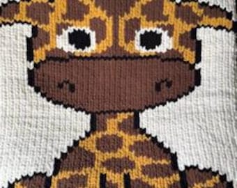 Giraffe Chunky Knit Blanket Pattern/ Hand Knitting/ Finger Knitting