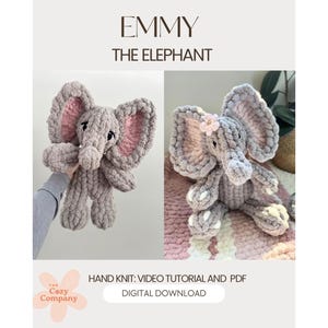 Modèle Emmy Elephant Finger Knit – Grosse peluche (Modèle PDF)