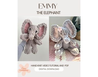 Emmy Elephant Finger Knit Snuggler Pattern– Chunky Plush Toy (PDF Pattern)