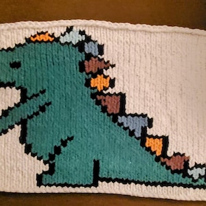 Dinosaur Chunky Knit Blanket Pattern/ Graph Blanket / Hand Knitting/ Finger Knitting
