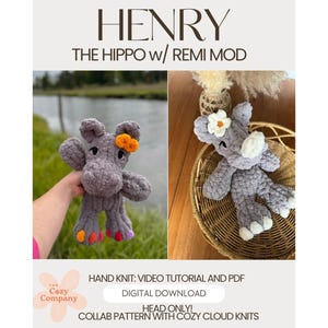 Henry the Hippo MODIFICATION Finger Knit Snuggler Tutorial-HEAD ONLY-pdf pattern, chunky knit