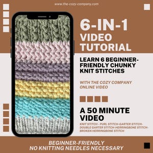 6-in-1 Chunky Knit Blanket Stitches-Instant Download-Video Tutorial- Beginner Friendly- PDF Guide