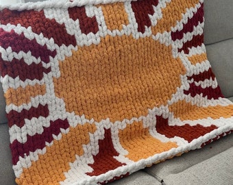Sunshine Chunky Knit Blanket Pattern/ Hand Knitting/ Finger Knitting