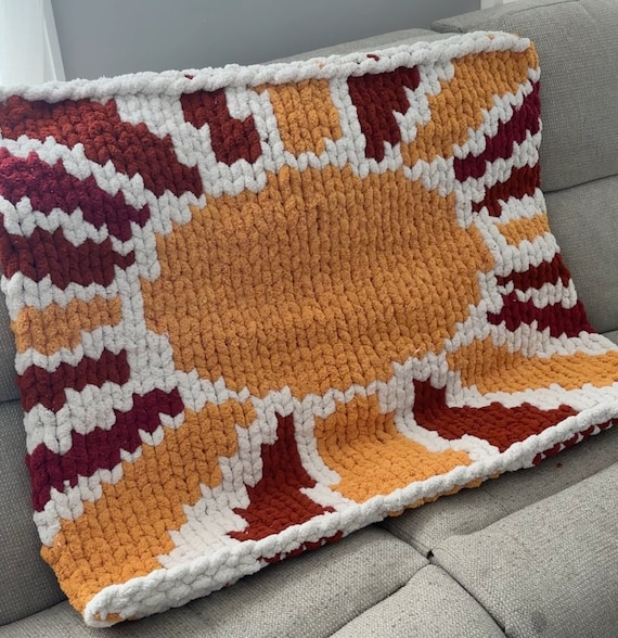 Sunshine Chunky Knit Blanket Pattern/ Hand Knitting/ Finger