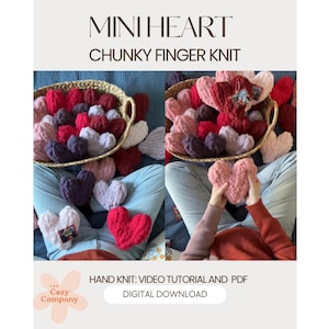 Finger Knit Chunky Heart Tutorial- Video Tutorial and Simple PDF guide