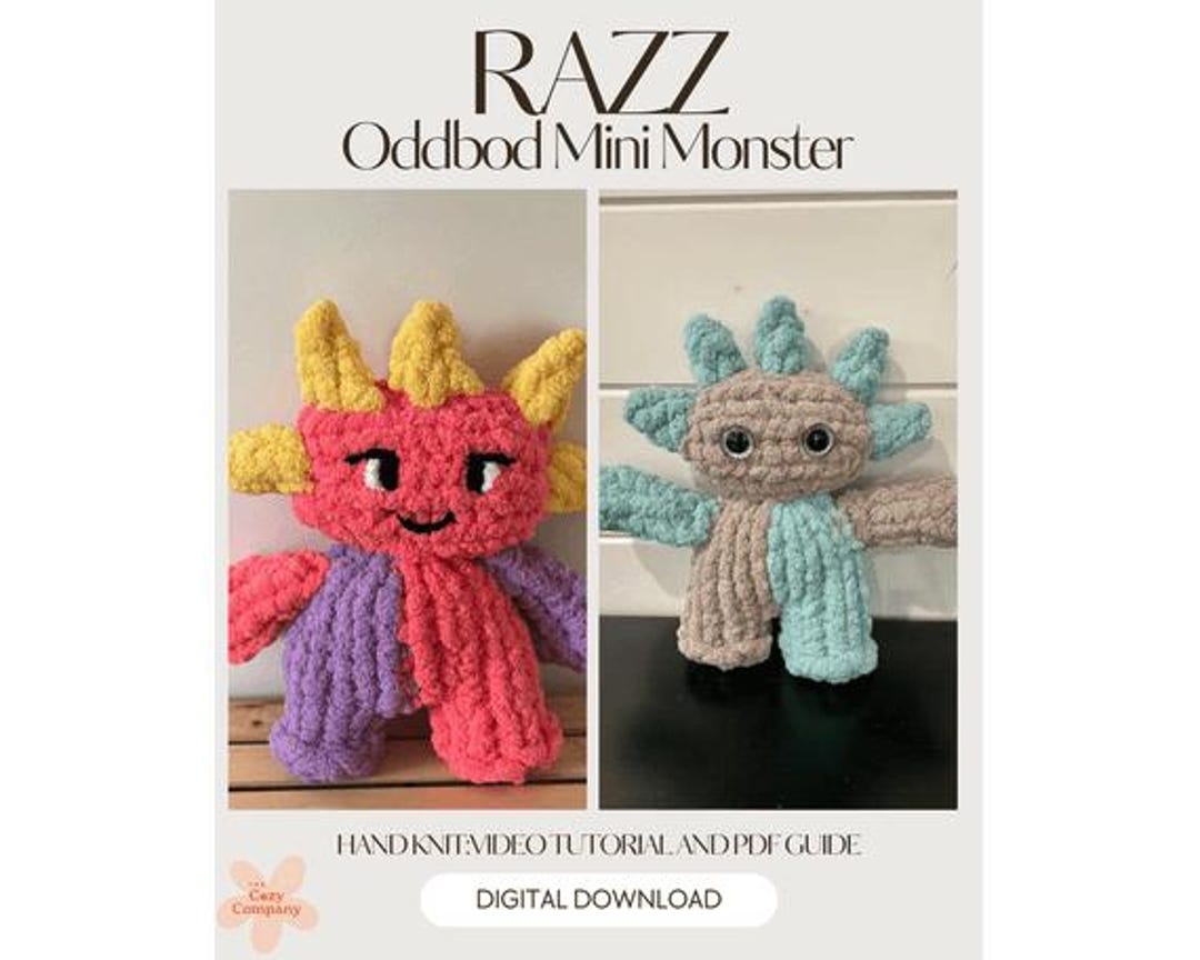 RAZZ Finger Knit Mini Monsters Pattern | Oddbod Monsters PDF + Video ...