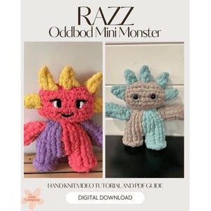 RAZZ Fingerstickade Minimonstermönster | Oddbod Monsters PDF + Videoinstruktioner