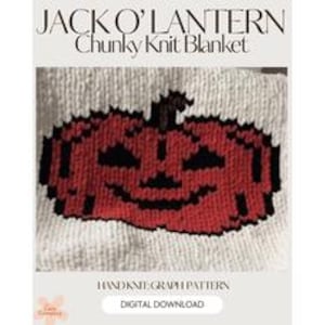 Patrón de manta de punto grueso de Jack O Lantern / Tejido a mano / Tejido con los dedos