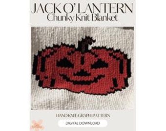 Jack O Lantern Chunky Knit Blanket Pattern/ Hand Knitting/ Finger Knitting