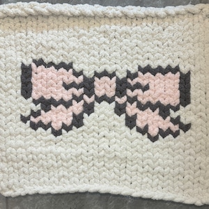 Baby Bow Chunky Knit Blanket Pattern/ Hand Knitting/ Finger Knitting- instant download - knitting graph