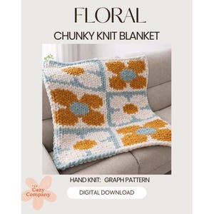 Floral Chunky Knit Blanket Pattern/ Hand Knitting/ Finger Knitting