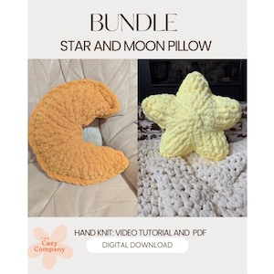 Fingerstickat mönster för kudde med stjärna och måne – Chunky Decor (PDF-guide)