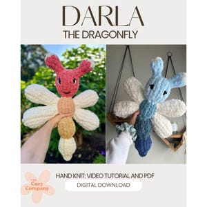 Modèle de peluche Darla la libellule | Jouet en tricot avec les doigts (PDF + vidéo)