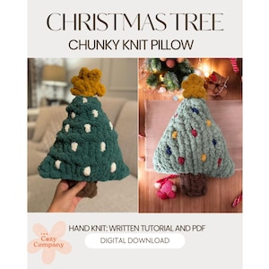 Finger Knit Christmas Tree Pillow Tutorial