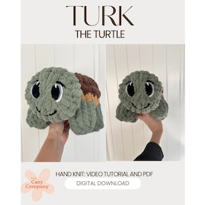Turk la tartaruga / Peluche lavorato a maglia grossa, modello PDF + video tutorial