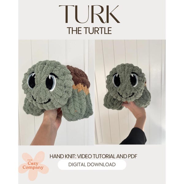 Turk, a Tartaruga | Molde em PDF para Pelúcia de Tricô Grosso + Tutorial em Vídeo