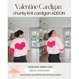 ADD ON Valentine's Day Heart Chunky Knit Cardigan Hand Knitting | Chunky Knit Sweater | Graph Only