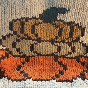 Pumpkin Chunky Knit Blanket Pattern/ Hand Knitting/ Finger Knitting