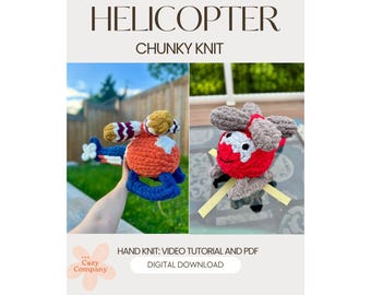 Finger Knit Chunky Knit Helicopter Pillow Pattern  PDF + Video Instructions