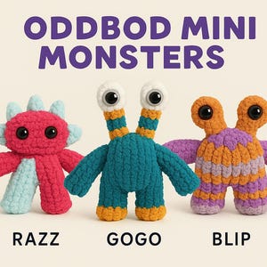 Finger Knit Mini Monsters Pattern | 3-in-1 Tutorial | Oddbod Monsters PDF + Video Instructions
