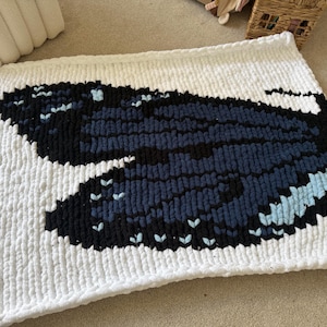 Butterfly Chunky Knit Blanket Pattern/ Hand Knitting/ Finger Knitting