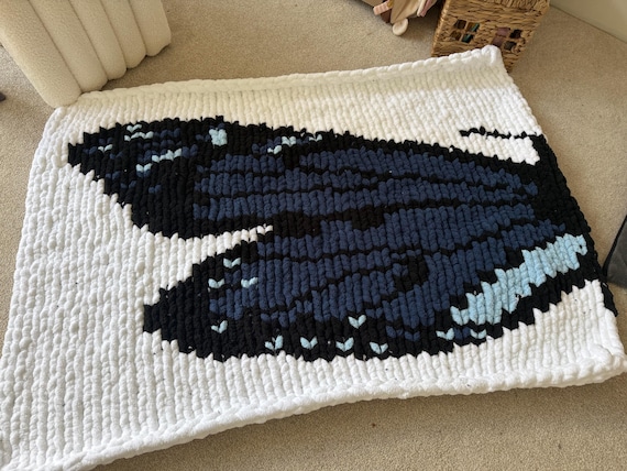 Butterfly Chunky Knit Blanket Pattern/ Hand Knitting/ Finger Knitting