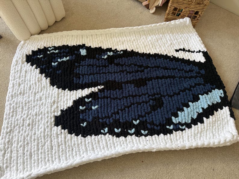 Butterfly Chunky Knit Blanket Pattern/ Hand Knitting/ Finger Knitting image 1