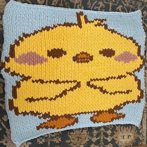 Baby Chick Chunky Knit Blanket Pattern/ Hand Knitting/ Finger Knitting- instant download - knitting graph