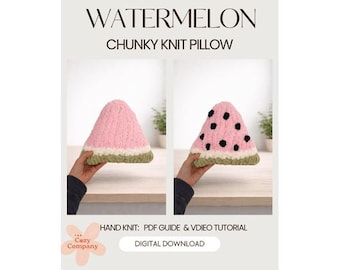 Finger Knit Watermelon Pillow Video Tutorial & PDF Instructions- instant download