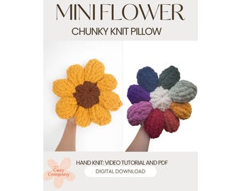 Finger Knit Chunky MINI Flower Pillow Tutorial- Pattern, Teen Decor, Retro Pillow