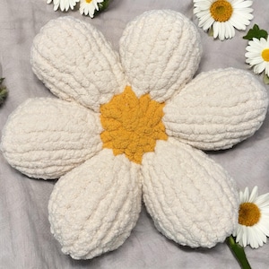 Finger gestrickte grobstrick Blumen Kissen Anleitung- Muster, NUR für Teenager Dekor, Retro Kissen PDF