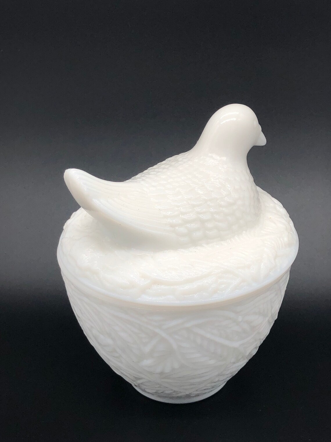 Vintage Avon chicken on a nest milk glass candy dish/trinket Etsy