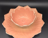 Vintage Anchor Hocking Pink Plate Bowl Lotus Blossom Fire King Vitrock