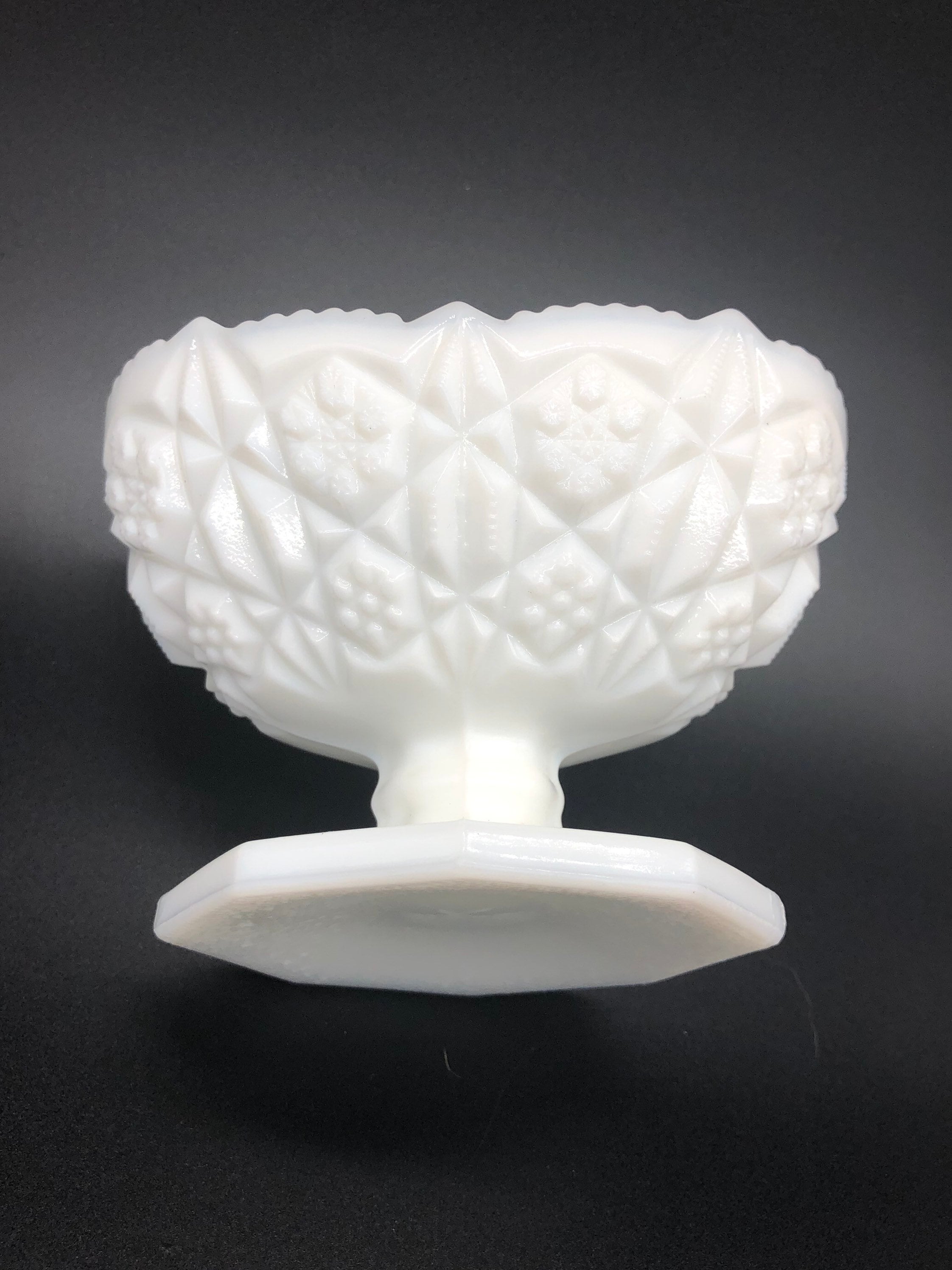 Vintage milk glass footed nut/candy Dish 1950s Etsy