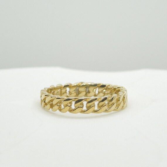 14K Yellow Gold Cuban Link Ring 18K Cuban Ring Gold Chain Ring