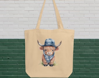 Bolsa de vaca esponjosa, bolsa de mano ecológica, bolsa de vaca de las tierras altas, regalo de vaquero, tote de vaca de las tierras altas, regalos de vaca, regalo de vaca de las tierras altas, bolsa reutilizable, bolsa de comestibles