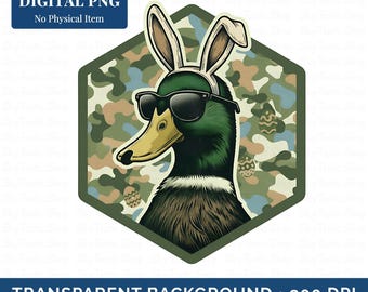 Easter Camo Duck PNG | Bunny Ears Mallard Duck Design | Funny Easter Duck PNG | Hunting Style Easter Clipart | Sublimation Shirt Graphic