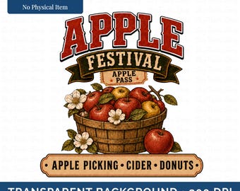 Appelfestival PNG, T-shirtontwerp met appelboomgaard, sublimatie van appels plukken, herfstoogst PNG, direct te downloaden voor T-shirts, mokken en draagtassen